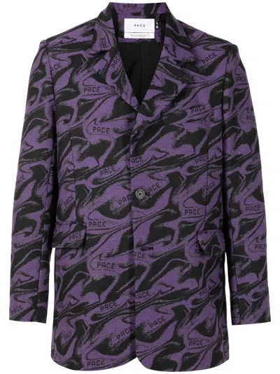Pace X-phora Patterned-jacquard Blazer In Purple