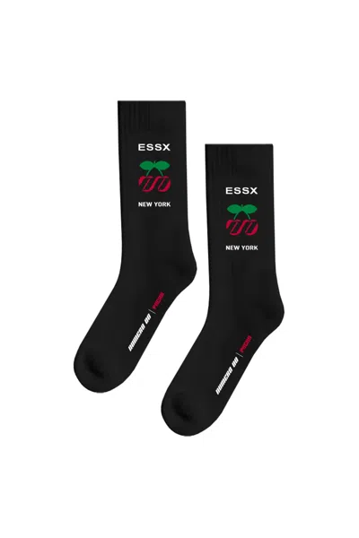 Pacha Men's Cotton Crew Socks With Terry Sole And Ribbed Leg 01 Black