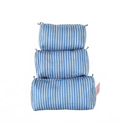 Pacific & Rose Textiles Women's Cosmetic Bag In Blue Stripe