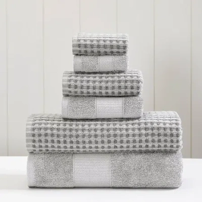 Pacific Coast Textiles Cobblestone 6-pc. Geometric Bath Towel Set In Gray
