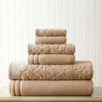 Pacific Coast Textiles Jacquard Solid 6-pc. Bath Towel Set In Brown
