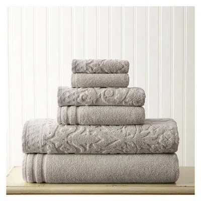 Pacific Coast Textiles Jacquard Solid 6-pc. Bath Towel Set In Gray