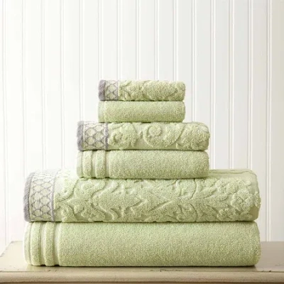 Pacific Coast Textiles Jacquard Solid 6-pc. Bath Towel Set In Green