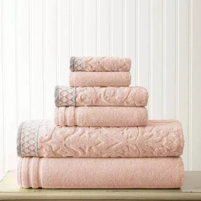 Pacific Coast Textiles Jacquard Solid 6-pc. Bath Towel Set In Pink