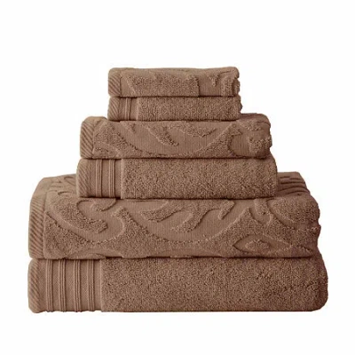 Pacific Coast Textiles Medallion Swirl 6-pc. Bath Towel Set In Brown