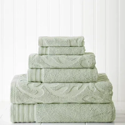 Pacific Coast Textiles Medallion Swirl 6-pc. Bath Towel Set In Green