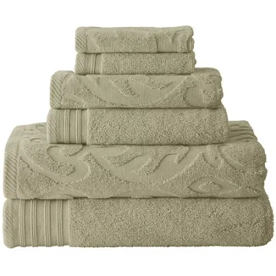 Pacific Coast Textiles Medallion Swirl 6-pc. Bath Towel Set In Sand