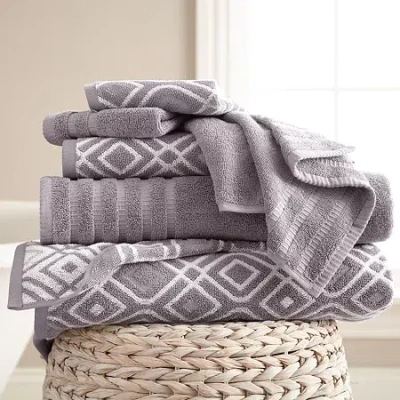 Pacific Coast Textiles Oxford Yarn Dyed 6-pc.bath Towel Set In Gray