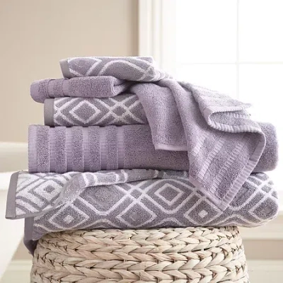 Pacific Coast Textiles Oxford Yarn Dyed 6-pc.bath Towel Set In Purple