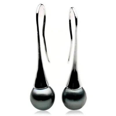 Pre-owned Pacific Pearls® 12mm Tahitian Black Pearl Earrings Christmas Presents For Sister