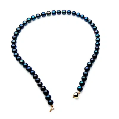 Pre-owned Pacific Pearls® 8mm Aaa Pearl Freshwater Necklace Black Statement Pearl Necklace