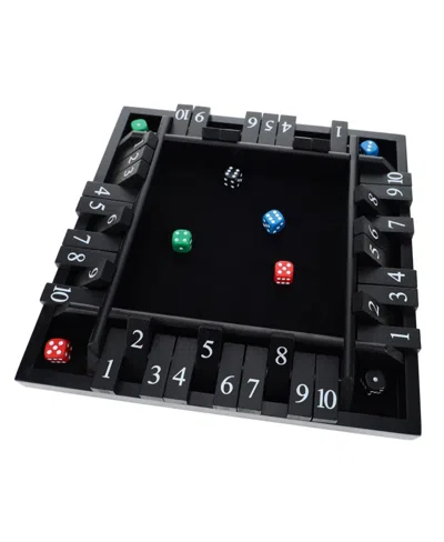 Pacific Shore Games 4 Player Shut The Box Dice Board Game With Black Stained Wood