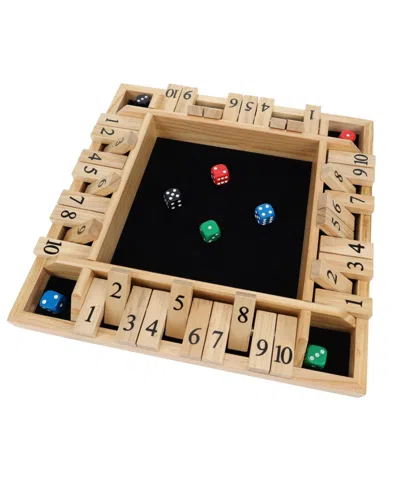Pacific Shore Games 4 Player Shut The Box Dice Board Game With Natural Wood In Brown
