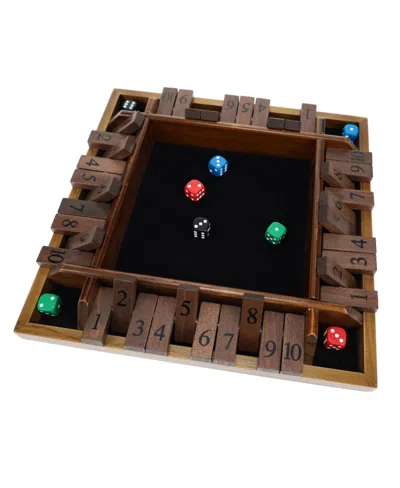 Pacific Shore Games 4 Player Shut The Box Dice Board Game With Walnut Stained Wood In Brown