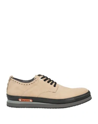 Paciotti 4us Man Lace-up Shoes Sand Size 12 Leather In Animal Print