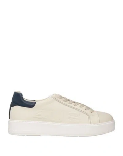 Paciotti 4us Man Sneakers Cream Size 9 Calfskin In White