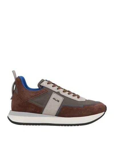 Paciotti 4us Man Sneakers Dark Brown Size 9 Leather, Textile Fibers