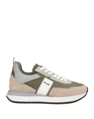Paciotti 4us Man Sneakers Military Green Size 9 Leather, Textile Fibers In Green