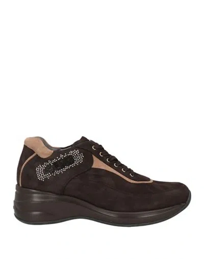 Paciotti 4us Woman Sneakers Dark Brown Size 8 Leather