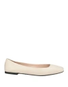 Paciotti Woman Ballet Flats Cream Size 11 Leather In Animal Print