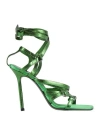 Paciotti Woman Sandals Green Size 8 Leather In Green