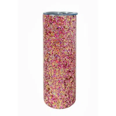 Packed Party Glitter Stainless Steel 20 oz Skinny Tumbler In Pink