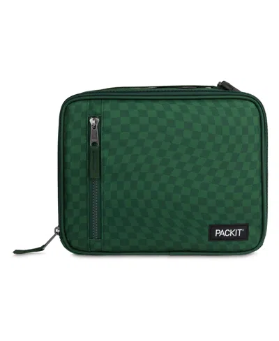 Packit Pack It Freezable Classic 8.25" Lunch Box In Checker Wave Olive
