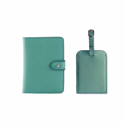 Pack'n Travel Green Passport Holder & Luggage Tag Turquoise