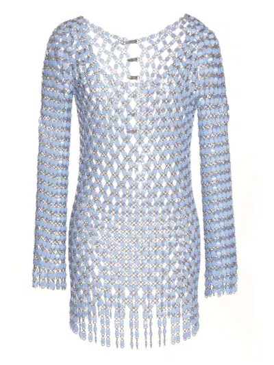 Rabanne Acrylic Knit Dress In Blue