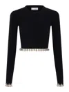 Rabanne Embellished Wool Cropped Top In Black
