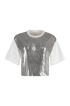 Rabanne Cropped Cotton-jersey And Chainmail T-shirt In White