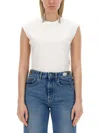 Rabanne Fitted Cotton T-shirt With Structured Sleeves In White
