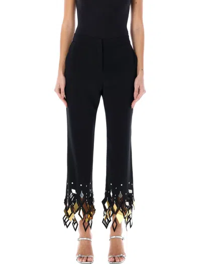 Paco Rabanne Studded-ankles Cropped Trousers In Black