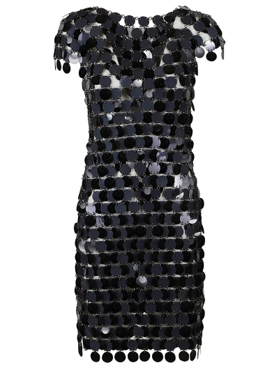Paco Rabanne Disc Embellished Short Dress In Black