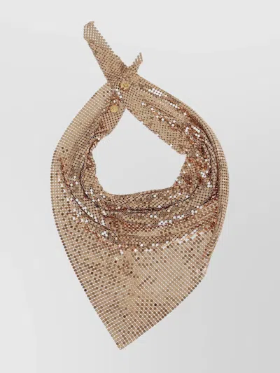 Rabanne Draped Mesh Scarf Metallic Sequin Embellishments In Cream