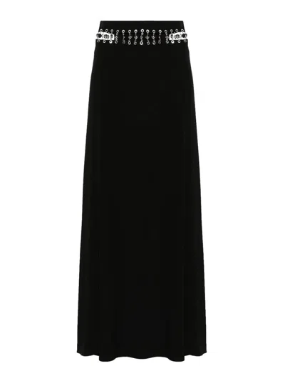 Rabanne High-waisted Long Skirt In Black