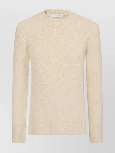 Rabanne Knit Crew Neck Sweater Textured Ribbed In Neutral