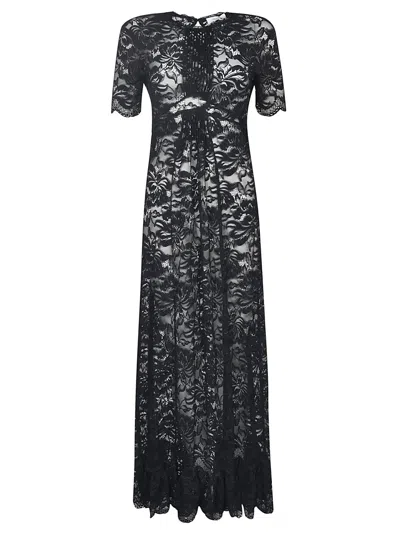 Paco Rabanne Lace Paneled Long Dress In Black