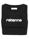 PACO RABANNE PACO RABANNE LOGO FLOCKED CROPPED TOP