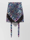 RABANNE MINI SKIRT WITH FRINGED FLORAL PRINT