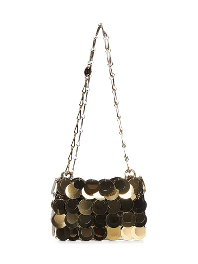 Rabanne Mini Sparkle Shoulder Bag In Golden