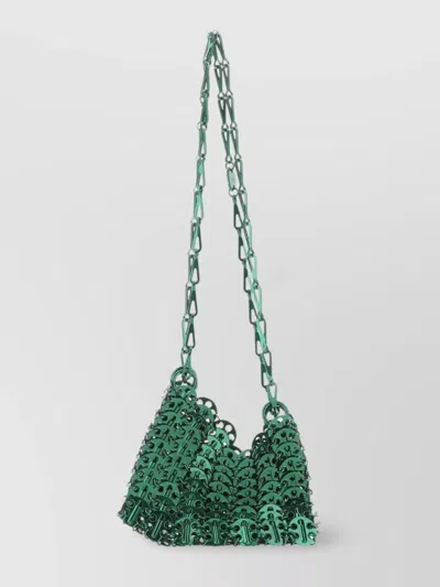 Paco Rabanne Nano Chain Strap Embellished Cross-body Bag In Green