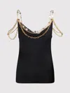 RABANNE RABANNE BLACK TOP IN GOLD WITH MESH AND CHAIN DETAILS