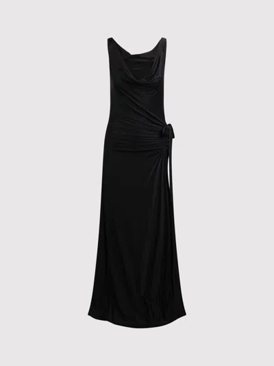 Paco Rabanne Rabanne Long Dress With Draping In Black