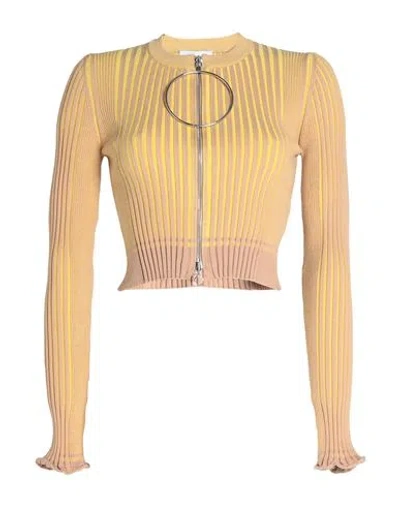 Rabanne Woman Cardigan Mustard Size M Cotton, Polyamide, Elastane In Yellow