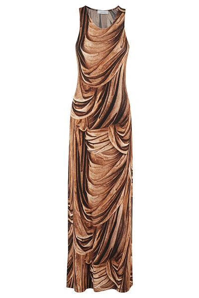 Rabanne Robe In Drappe Terracotta