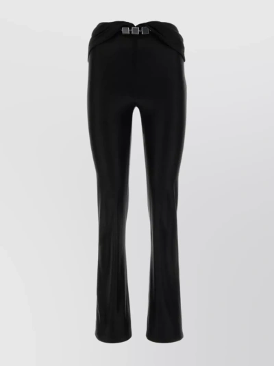 Paco Rabanne Sculpted Flared Trousers With Gatherings And Jewel Detail In Black