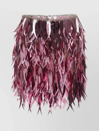 PACO RABANNE SHIMMERING FEATHERED MINI SKIRT