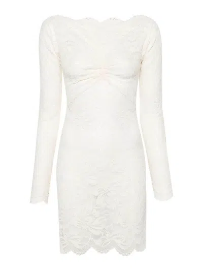 Rabanne Short Dress With Floral Lace In Nude & Neutrals