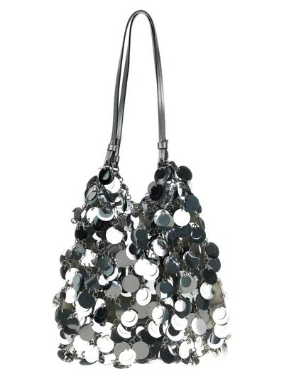 Rabanne Silver Sparkle Discs Large Shoulder Bag